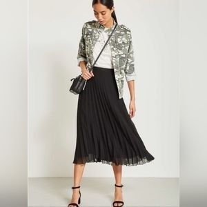 OAK + FORT Pleated Midi Skirt BLACK, XL